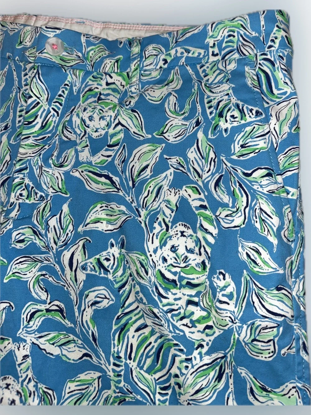 NWT Lilly Pulitzer Men Beaumont Turquoise Oasis Blue Floral Flat Front Shorts 36